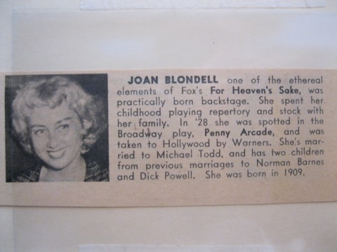 Some kind of promotional headshot of Joan Blondell c. 1950!