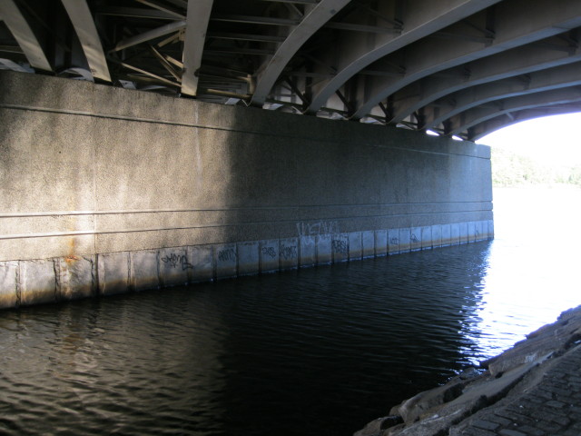 Under the Medford Veterans Bridge, right panel